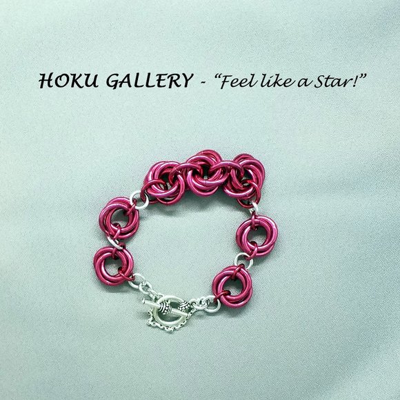 NWOT Chainmaille Bracelet!!  Mobius weave in Rose Anodized Aluminum Rings, 8" - Picture 6 of 10